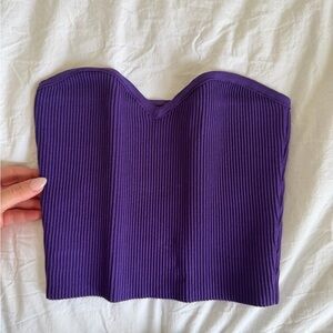 Aritzia Ribbed Strapless Sweetheart Crop Top in Purple